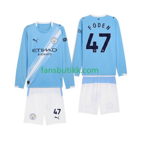 Fotballdrakt Manchester City Phil Foden 47 Barn Hjemmetrøye 2025-2026 Langermet